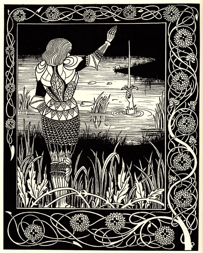 Aubrey Beardsley's beautiful depiction of Bedevere casting Excalibur into the hands of 'Dame Du Lac'. The Arthurian legends were a late survival of an important pagan mythic tradition among the Celts. Many of their legends extend into the heady days of the Belgic warbands, of whom the Thracian Scordisci were direct ancestors.