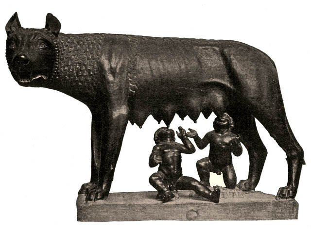 Romulus and Remus and their Lupine 'mother'.